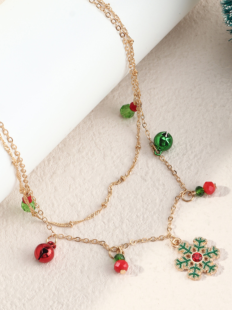 Snowflake and Ornaments Layered Necklace