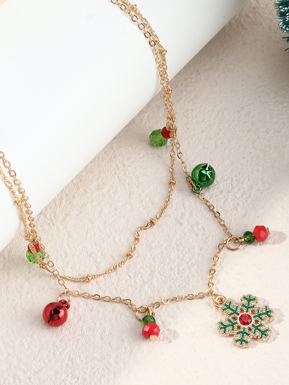 Snowflake and Ornaments Layered Necklace