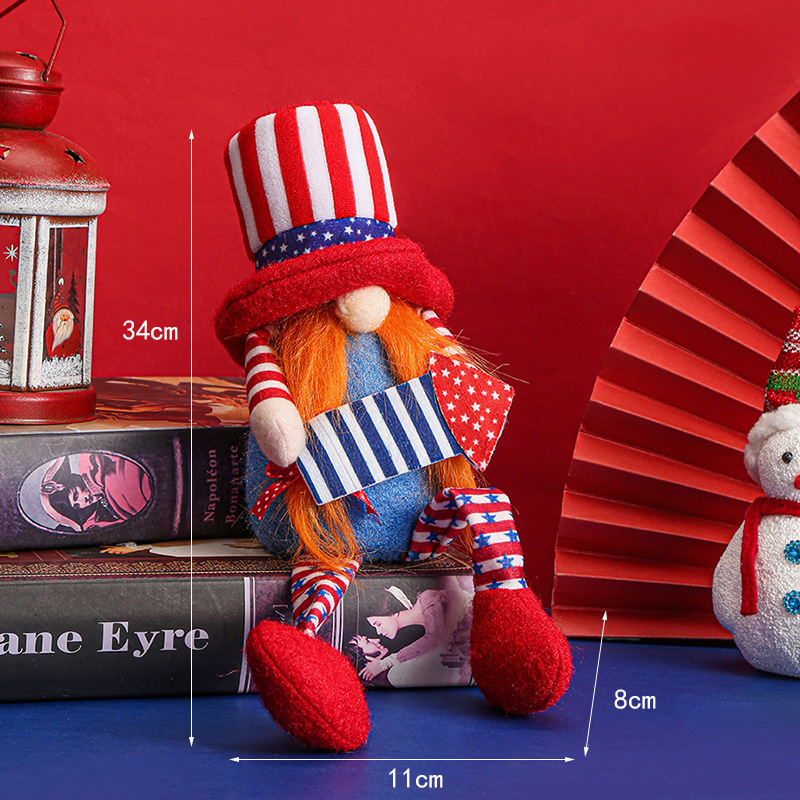 Fabric Independence Day Striped Five Star Faceless Doll