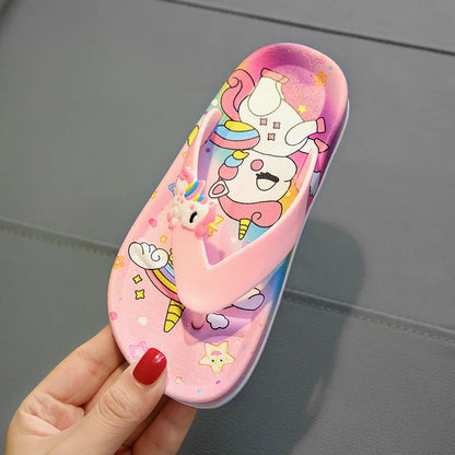 Girls Colorful Unicorn Flip-flops