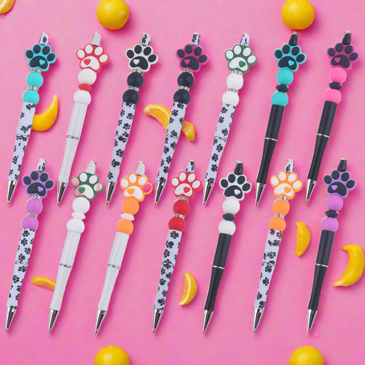 Handmade Bead Pen Cartoon Dog Paw Silicone Ballpoint