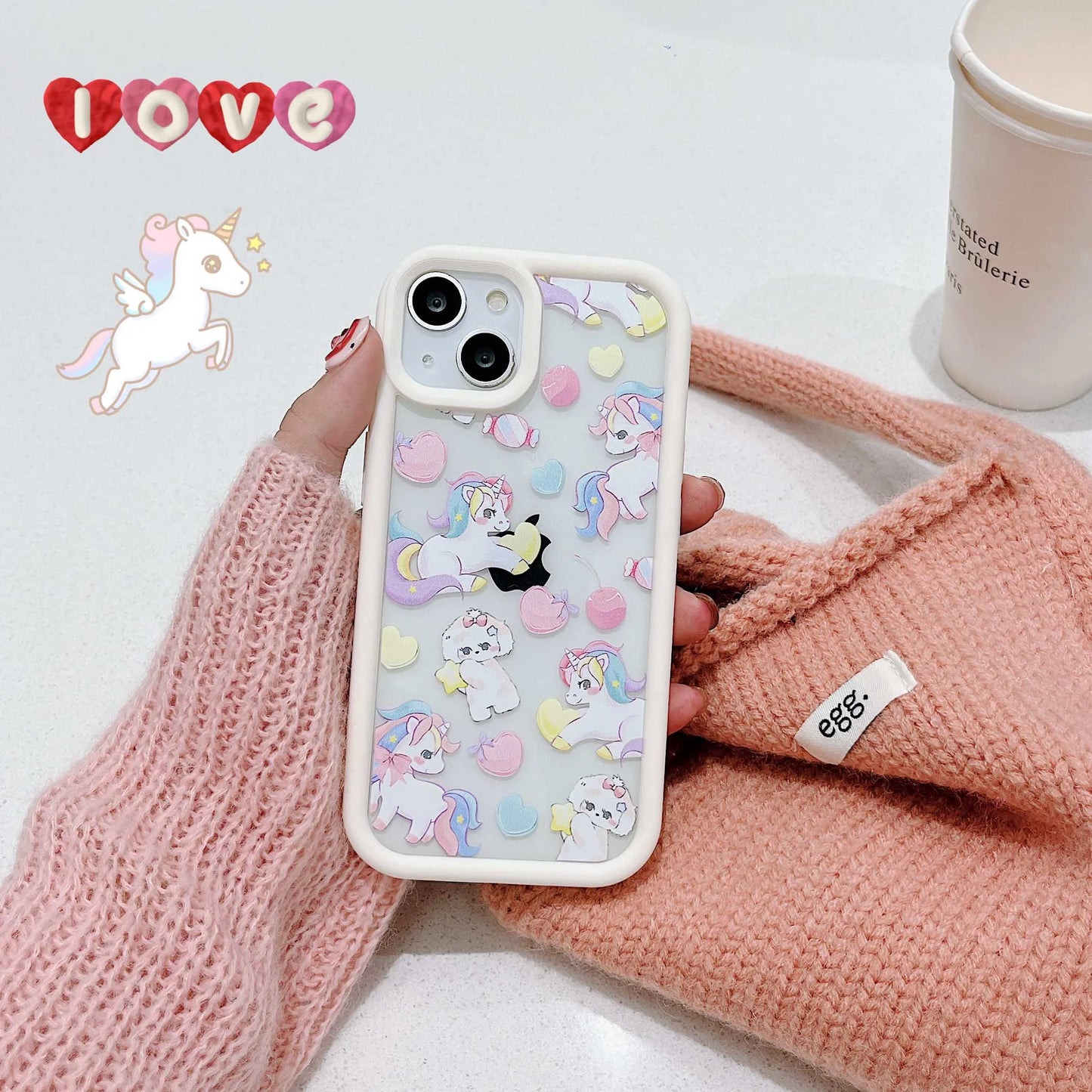 Clear Unicorn Phone Case For Iphone 14Pro 15Pro 12 13 14 15 Pro Max 14ProMax 13ProMax Cover