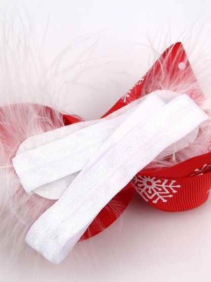 Girls Red Christmas Bow Headband With Rhinestone