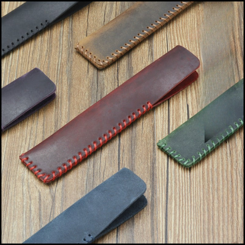 Pure Handmade Leather Retro Cowhide Pen Sleeve