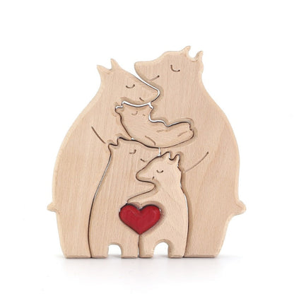 Mother's Day Teddy Bear Family Wooden Ornaments