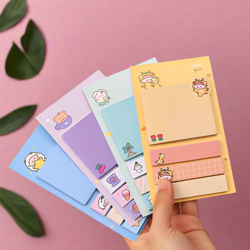 Cartoon Stickers with Sticky Paper Notebooks