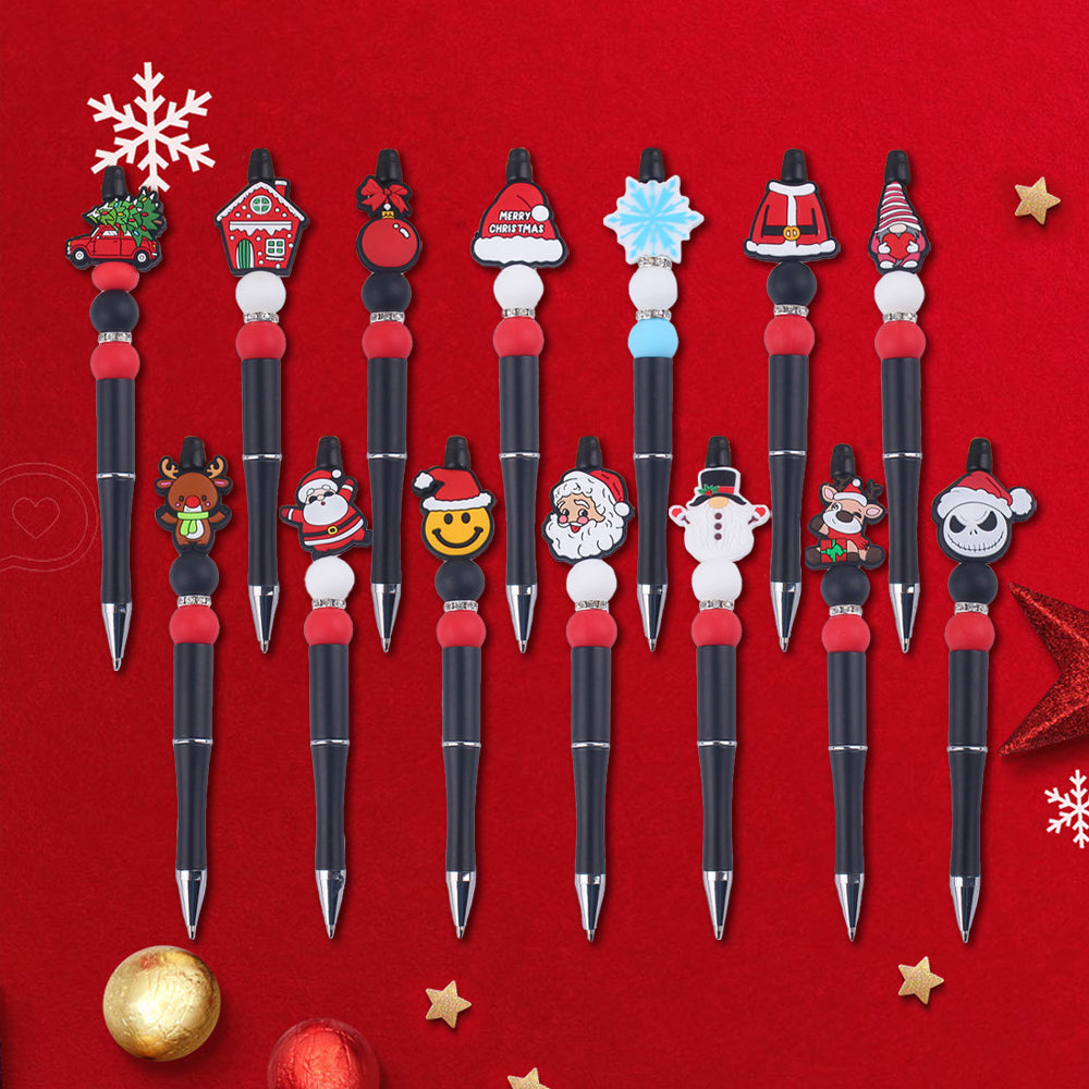 Cartoon Christmas Silicone Handmade Plastic Beaded Pen