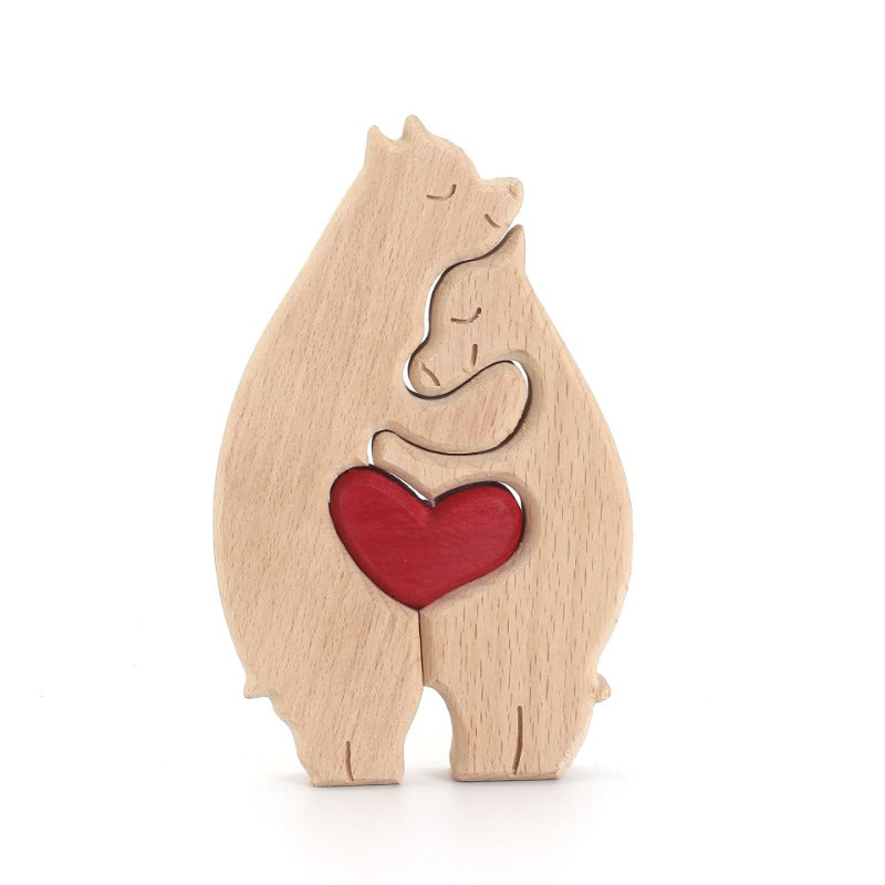 Mother's Day Teddy Bear Family Wooden Ornaments