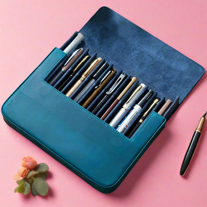 Handmade Magnetic Drawer-style Crazy Horse Leather Pencil Case
