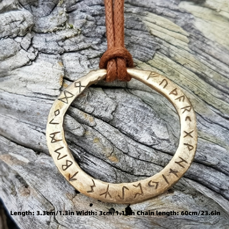 Rustic Pendant With The Elder Futhark Runes