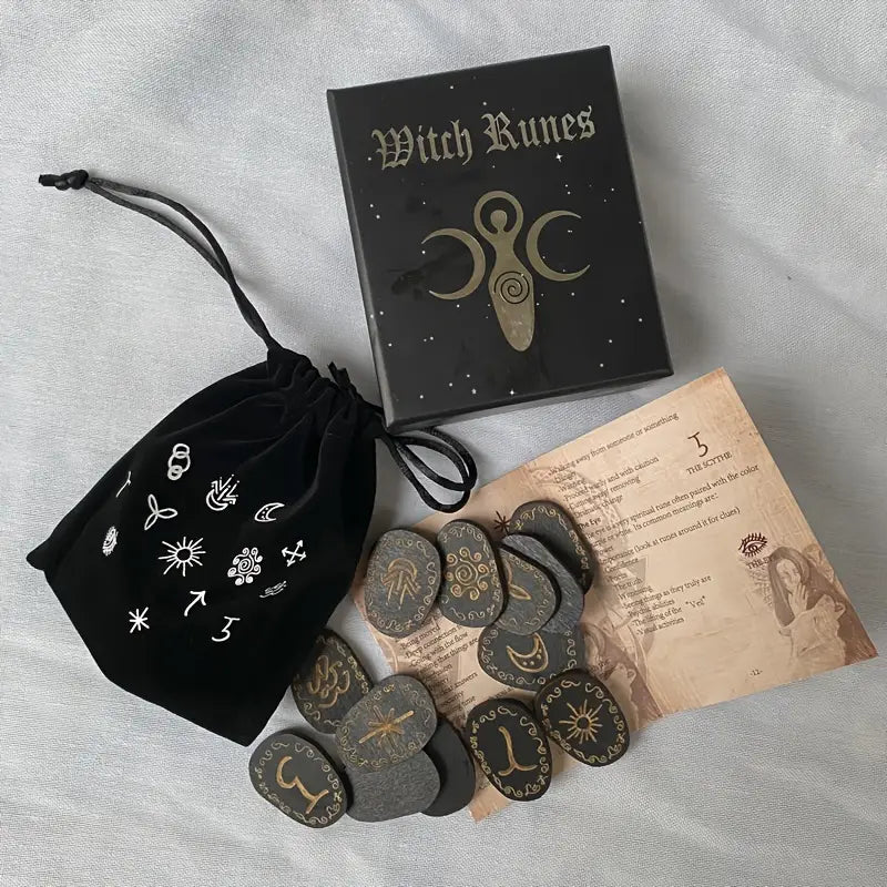 14pc Rune Set - Wood Engraved Runes