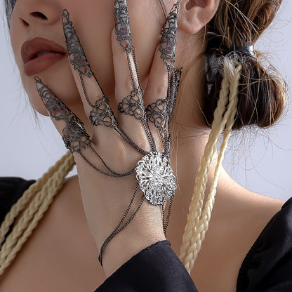 Steampunk Finger Chain Bracelet - Gothic Hand Jewellery