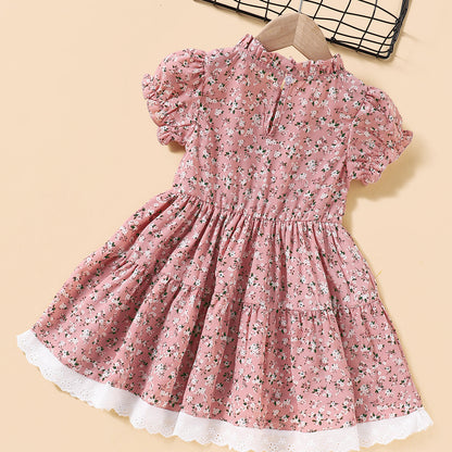 Children's Pastoral Floral Polyester Dress