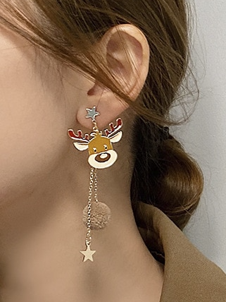 Reindeer Stars Drop Earrings