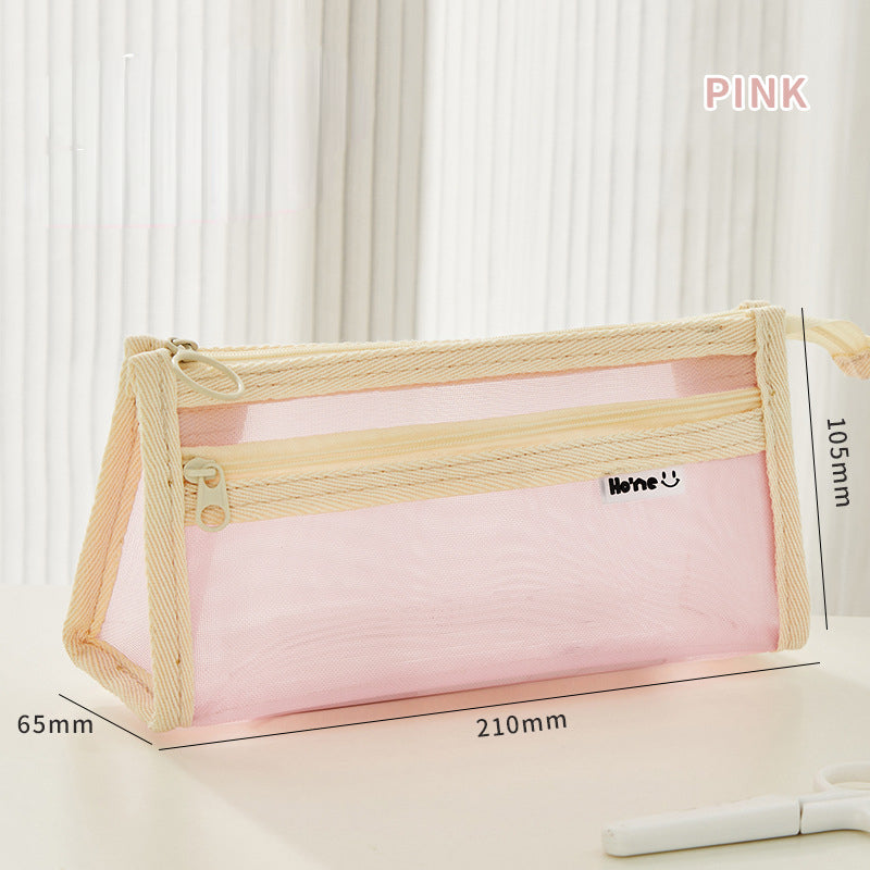 Transparent Double-layer Mesh Pen Bags