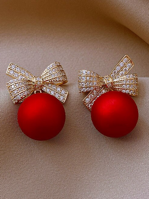 Jewel Bow Ornament Earrings