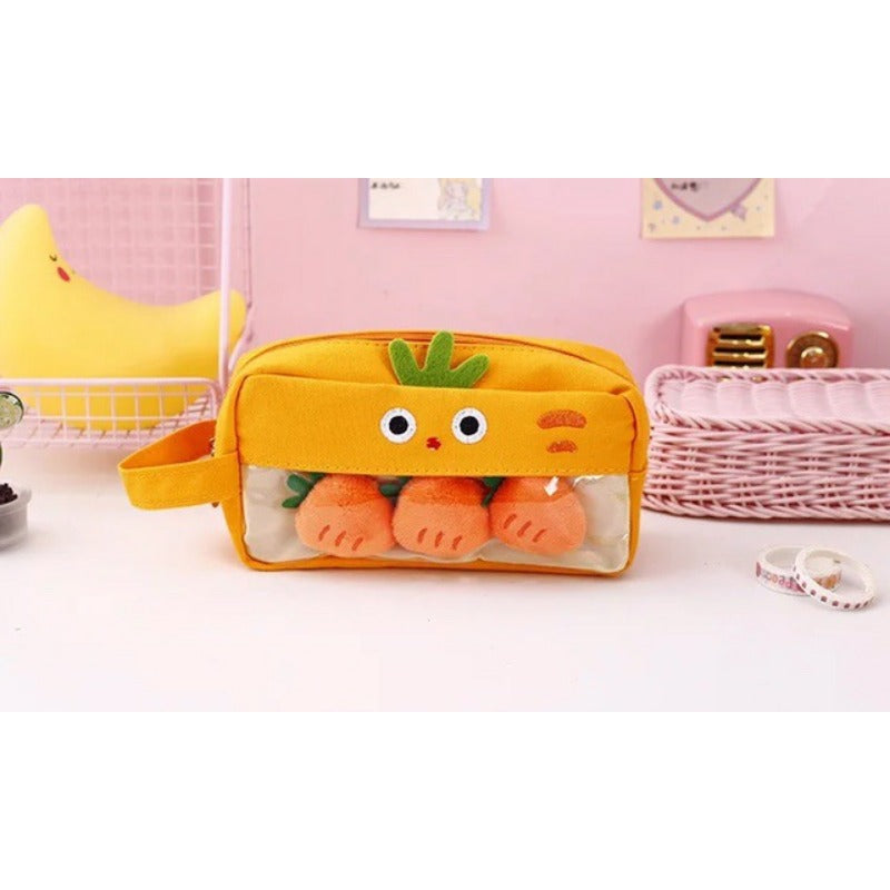 Cartoon Fruit and Vegetable Canvas Pencil Bag