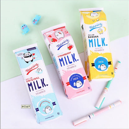 Simulated Milk Box Leather Minimalist Pencil Case