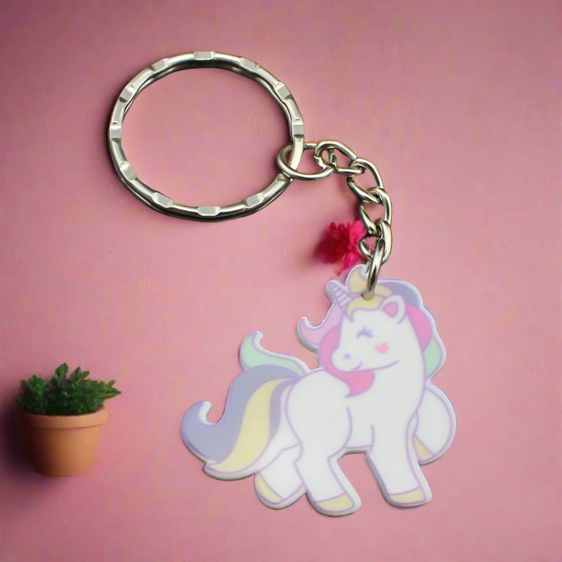 Cute Pink Unicorn Key Chain Ring
