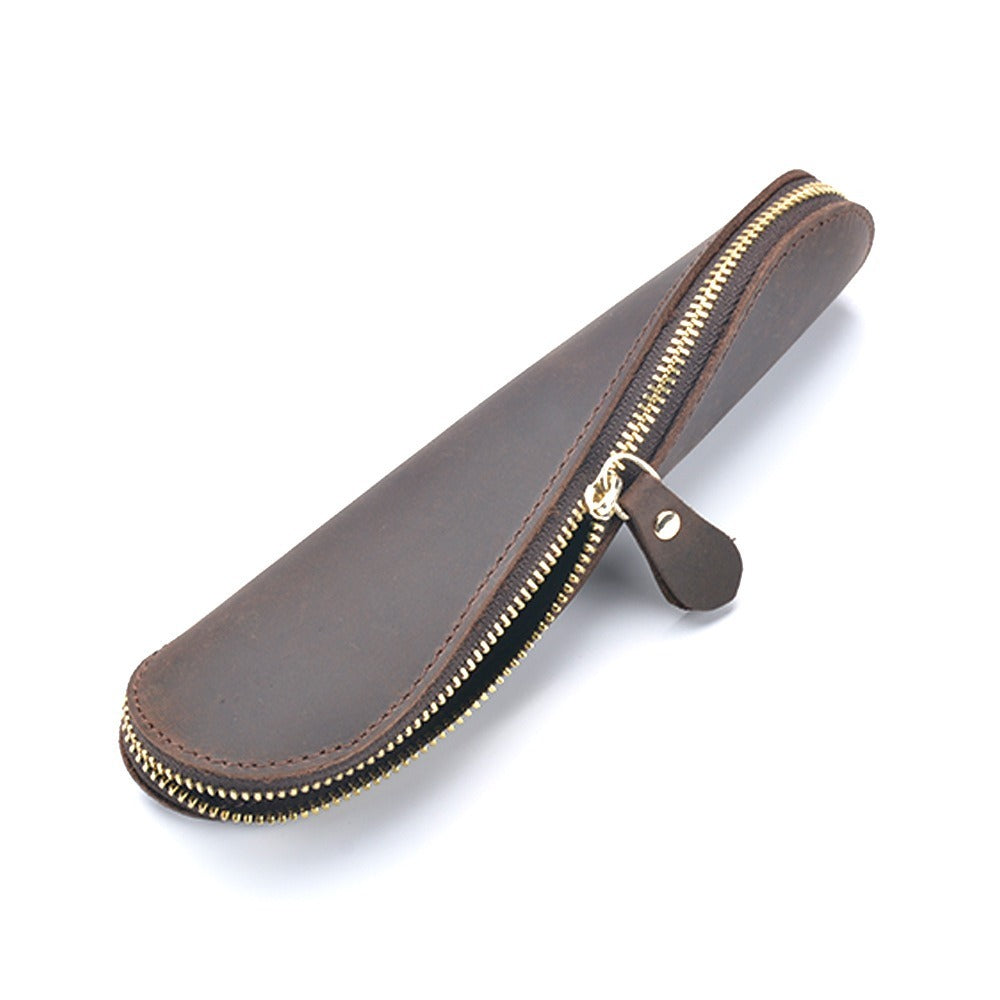 Handmade Creative S-shaped Vintage Crazy Horse Leather Pencil Case