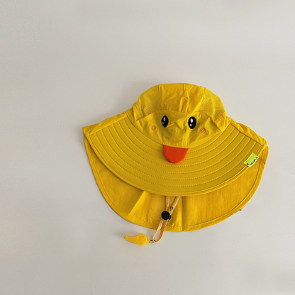Cotton Summer Children's Neck Protector Sunshade Bucket Hat