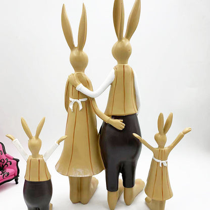 Resin Family  Four Rabbit Decoration