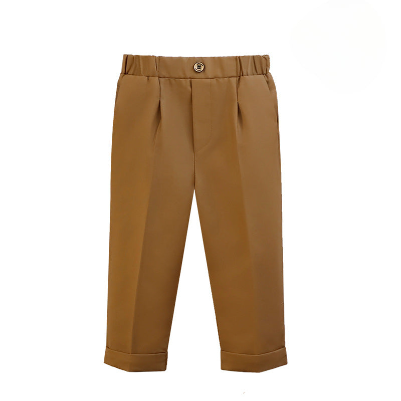 Wholesale of Spring and Autumn Children's Polyester Casual Striped Suit Pants