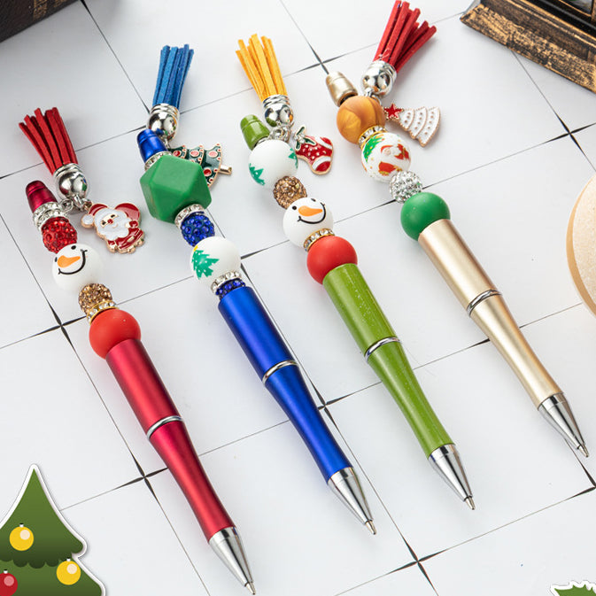 Christmas Tassel Silicone Handmade Bead Pen Ballpoint Pen