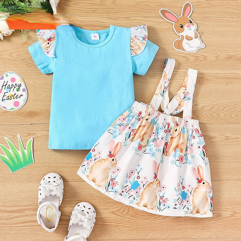 Girls Easter Pure Color Cotton Bib Dress Baby Clothes
