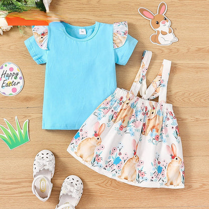 Girls Easter Pure Color Cotton Bib Dress Baby Clothes