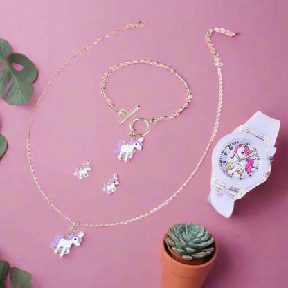 Unicorn Watch and Jewelry Set