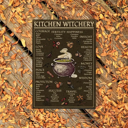 Kitchen Witchery Cooking List A3 on Canvas Wall Art