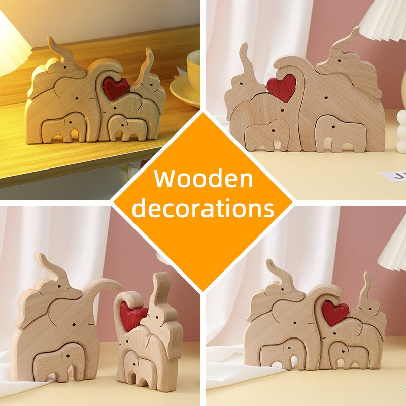 Mother's Day Teddy Bear Family Wooden Ornaments