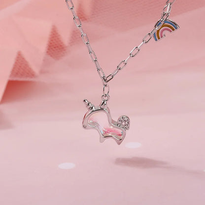 Silver Plated Opal Unicorn Necklace