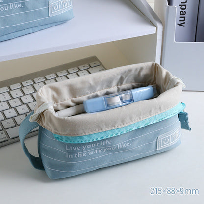 New Polyester Fiber Simple Large Capacity Pencil Case