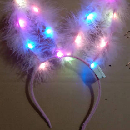 Wholesale Plush Rabbit Ears Cat Ears Antlers Gold Feather Garland Lantern Headband