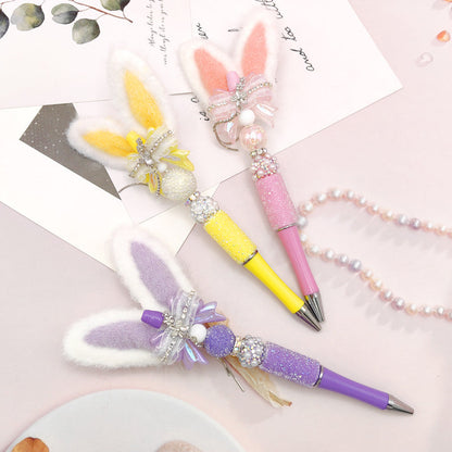 rabbit ear bow tassel sugar diamond pen handmade
