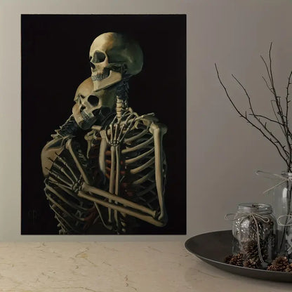 Wall Art - A3 Canvas Hugging Skeleton Couple