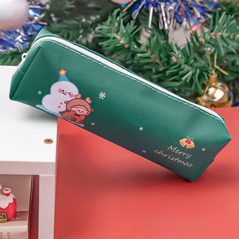 PU Christmas Cartoon Pencil Bag