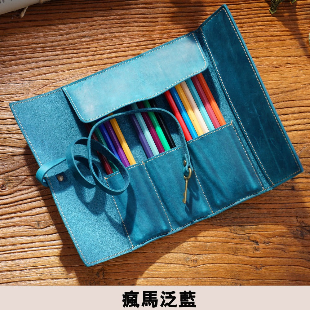 Bidding Cowhide Retro Pen Bag