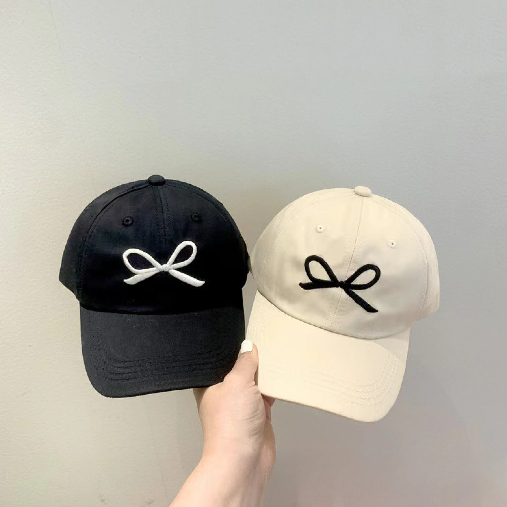 Girls Sweet Embroidered Bow Cap