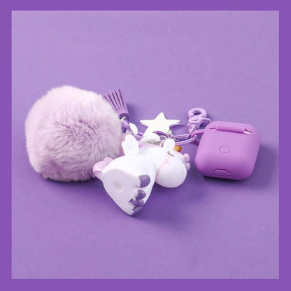 Star Unicorn AirPods Silicone Case Cover with Keychain