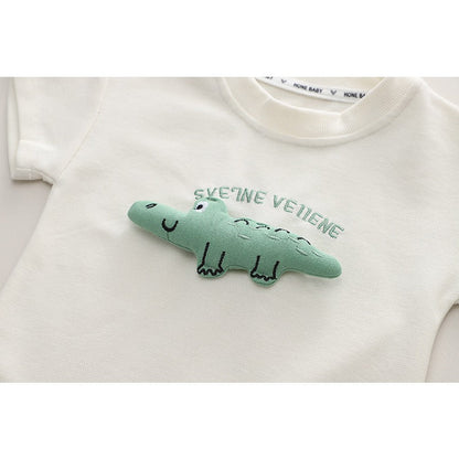 Baby Cotton Three-dimensional Printed Casual Shorts Set