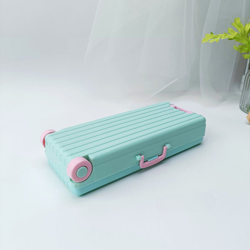Plastic Suitcase Double Layer Large Capacity Stationery Box