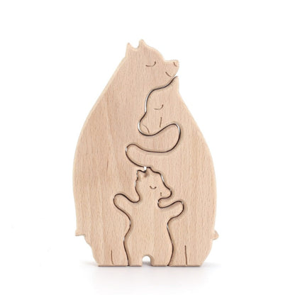 Mother's Day Teddy Bear Family Wooden Ornaments