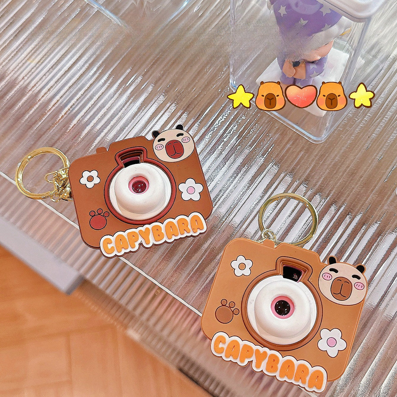 Creative Small Capybara Luminous Silicone Camera Keychain