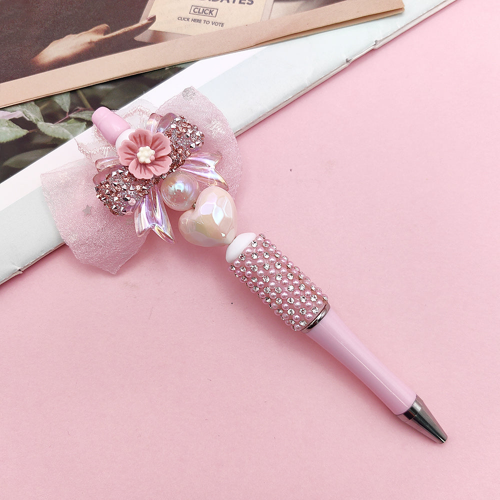 Beaded Handmade DIY Boutique BOW Rhinestone Gravel Pen