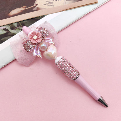 Beaded Handmade DIY Boutique BOW Rhinestone Gravel Pen