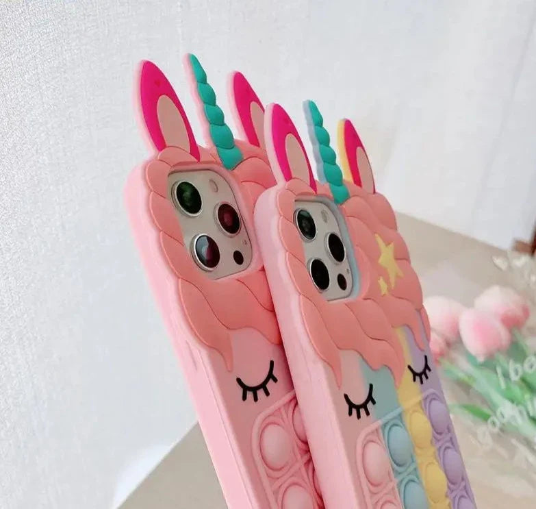 Pop Fidget Unicorn Case For iPhone 11 12 13 Pro X Xs Max XR 6 6s 7 8 Plus 5 5s SE