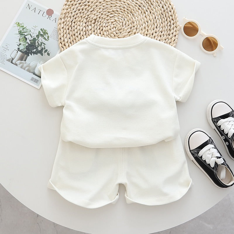 Baby Cotton Three-dimensional Printed Casual Shorts Set